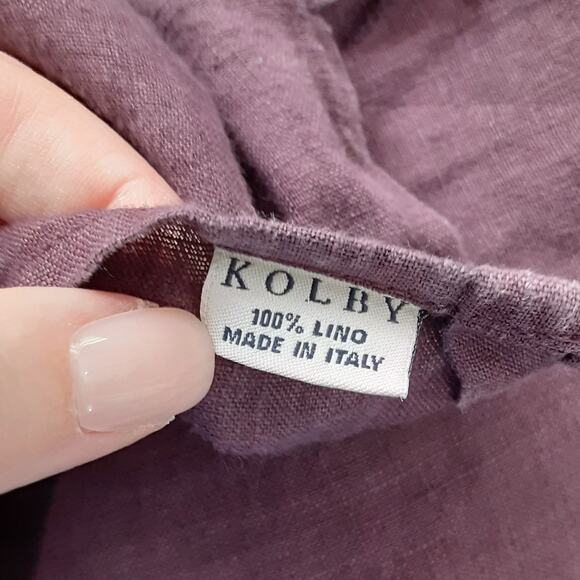 Kolby 100% Linen Button Down Shirt Collared Eggplant Purple Mens XL Sustainable - Picture 7 of 10
